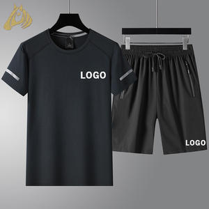 Ensembles de T-shirts en nylon respirant pour hommes avec logo personnalisé de haute qualité, ensembles de T-shirts à manches courtes pour tenue quotidienne - Product Image 1