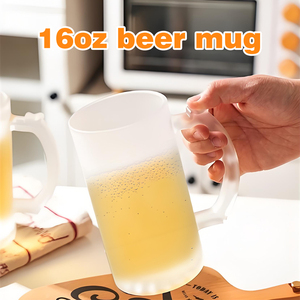 كوب زجاجي مصنفر 16 أونصة من الولايات المتحدة مع مقبض للتتسام في يوم الأب زجاج فارغ يمكن أن يكون فنجان - Product Image 3