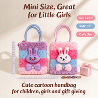Sac bandoulière mignon en forme de lapin de dessin animé, à rayures colorées, petit sac à main moelleux pour enfants, portefeuille, cadeau d'anniversaire