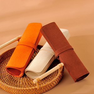 Custom Packaging Modern Stylish Microfiber Travel Roll Jewelry Organizer <b>Gift</b> Pouch with Carton - Product Image 6