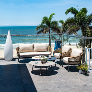 Conjunto de Muebles de Jardín en Oferta, Conjunto de Sofás de Aluminio y Cuerda para Exteriores, Sofá Seccional para Terraza - Product Image 1