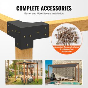 DB Wholesale 4 ''x 4'' Kit de support de pergola Support d'angle robuste à 3 voies Installation facile DIY Post Base Traité sous pression Nature - Product Image 5