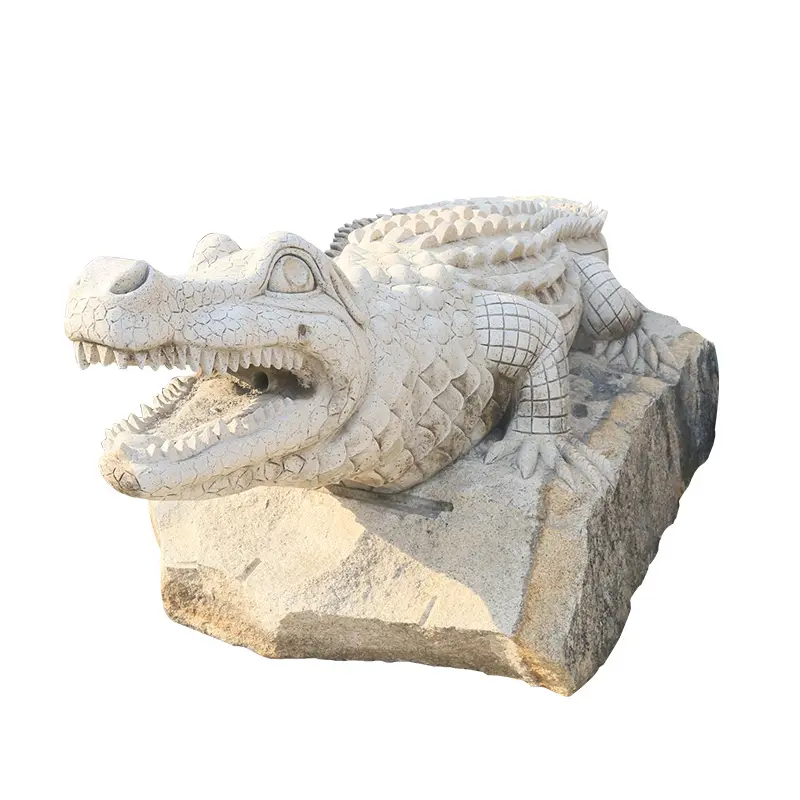Grande pedra personalizada de produto de jardim, tamanho de vida entalhado de mármore elefante/leão/crocodilo estáticas escultura para venda