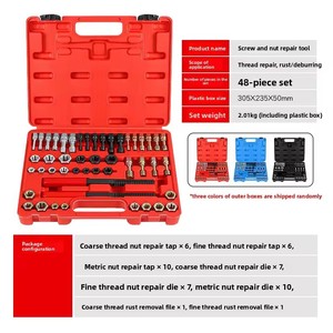 48-Piece Hand Tool Set for Nut Screw Thread Repair Includes <b>Tap</b> Die Wrench for Rusty Screw Removal in Hard Case with OEM Support - Product Image 5