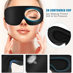 Masque de sommeil 3D en soie, 2 pièces, bonne qualité, <span class=keywords><strong>cache</strong></span>-<span class=keywords><strong>yeux</strong></span> Portable, pour voyage, pour la sieste, couvre-<span class=keywords><strong>yeux</strong></span>, masque de nuit - Product Image 2