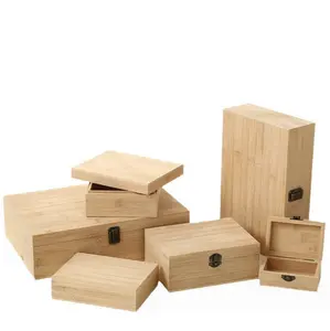 Vente en gros Boîtes d'emballage en bambou pour bijoux cadeaux Boîte en bois de bambou avec couvercle