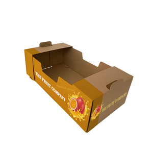 Barquettes en carton ondulé recyclé pour l'agriculture avec impression dorée, emballage écologique personnalisé pour produits frais et produits agricoles - Product Image 1
