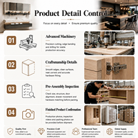 Meubles de cuisine modernes sur mesure, armoires en bois massif, portes en contreplaqué, rangement mural, design modulaire pour projets hôteliers et de villas