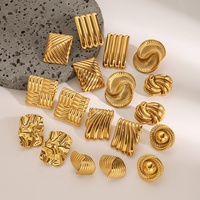 Pendientes Geométricos Elegantes y Discretos de Acero Inoxidable con Baño Electrolítico para Mujer, Estilo Europeo Americano, Joyería de Alta Gama