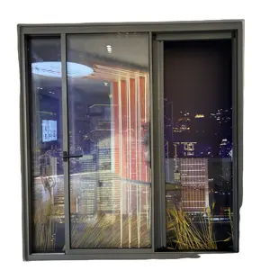 Jendela geser Aluminium tetap panorama Prancis dengan fungsi antimaling kaca tiga
