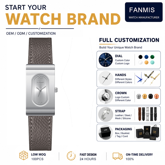 Retro Rectangle Dial Leather Strap Quartz Custom OEM Watch Fashion Luxury Premium Refined for Everyday Outings