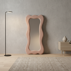 Specchio da Terra Personalizzato per Arredamento Casa, Grande Specchio Irregolare in Tessuto Ondulato, Specchio a Figura Intera in Velluto - Product Image 2