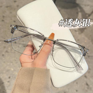 Monture de lunettes Jingyi demi-cerclée noire mate, rectangulaire, pour hommes, protection anti-UV et anti-lumière bleue 16178 - Product Image 5