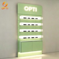 Exhibidor de Gafas de Sol Comercial con Iluminación LED, con Cerradura, de Madera, para Ópticas
