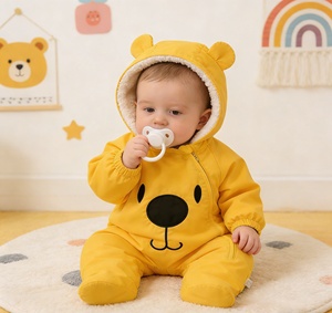 Mono de Invierno para Bebés Recién Nacidos, Niñas y Niños, OEM, Overol con Capucha Cálido para Bebés, Overol de Tela Gruesa y Suave - Product Image 4