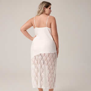 Nouvelle collection été – Pyjama camisole <span class=keywords><strong>grande</strong></span> <span class=keywords><strong>taille</strong></span> en soie glacée avec dentelle, sexy et sans manches pour <span class=keywords><strong>femme</strong></span> - Product Image 2