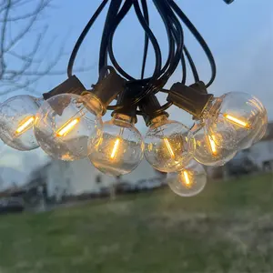 25FT 50FT 100FT String Lights Outdoor E12 G40 Ball Bulb Christmas Waterproof Connectable Serial Vintage Globe Led String Lights