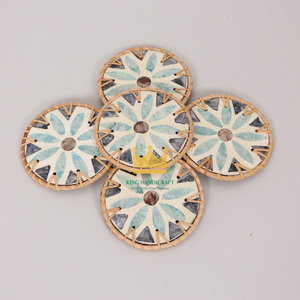 Vietnam Colorful Modern Eco-Friendly Hand Woven Rattan Shell Placemat & Coasters Round for Decorative Tea <b>Cup</b> <b>Mat</b> - Product Image 1