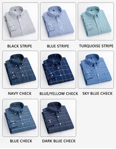 RTS थोक कस्टम पुरुषों की शर्ट 100% बीसीआई कपास ऑक्सफोर्ड 17 रंग विकल्प स्टैंड-अप कॉलर लंबी आस्तीन आकस्मिक शर्ट के लिए पुरुषों