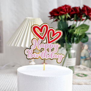 ท็อปเปอร์เค้กอะคริลิกรูปหัวใจ น้ำผึ้งและความหวาน สุขสันต์วันเกิด สำหรับตกแต่งงานปาร์ตี้ - Product Image 4