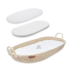 Panier à langer pour bébé de haute qualité jonc de mer avec tampon de coton mousse épaisse panier de jonc de mer fait main du Vietnam - Product Image 4