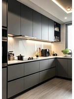 Kabinet Dapur Aluminium Ramah Lingkungan Tahan Lama, Kustomisasi Seluruh Rumah, Tahan Api, Tahan Air, Desain Modern dengan Ukuran Kustom