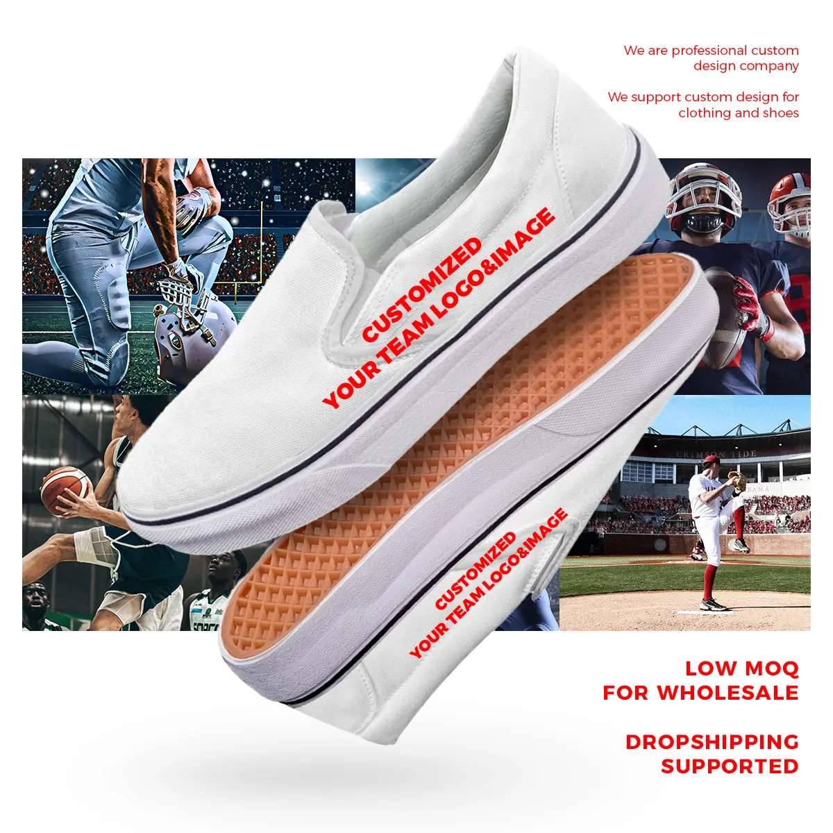 Marca 1 Par Personalizado Futebol Americano Equipe Moda 3D Impressão Canvas Unisex Mulheres Casual Low Top Canvas Shoes Sneakers