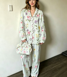 Set Loungewear in <span class=keywords><strong>Cotone</strong></span> <span class=keywords><strong>Biologico</strong></span> per <span class=keywords><strong>Donna</strong></span>, <span class=keywords><strong>Pigiama</strong></span> Personalizzato a 2 Pezzi con Maniche Lunghe, Abbigliamento Casual da Casa per Signore - Product Image 2
