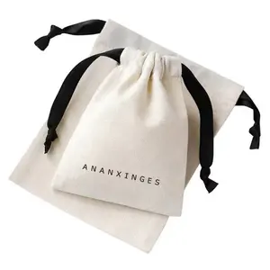 White Big Medium Cotton Canvas Drawstring Pouch Gift Handbag Shoes Apparel Packaging Custom Cotton Dust Bag