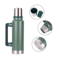 Bouilloire Isotherme à Large Ouverture en Acier Inoxydable 18/8 Sans BPA de 1,9 L avec Logo Personnalisé et Poignée Amovible pour Voyages en Extérieur