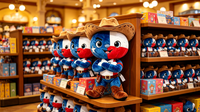 Western Cowboy Plüsch-Maskottchen-Puppe mit Texas-Flagge, blauem Stern, Cowboyhut, Stiefeln und gekreuzten Armen, maßgefertigt