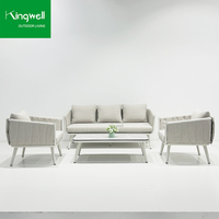 Vente directe d'usine, ensemble de meubles de jardin en aluminium pour 8 personnes, chaises et table en métal pour restaurants et villas