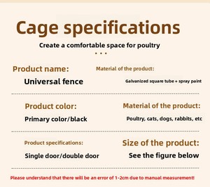 Büyük Kalınlaştırılmış Modern Metal Tavuk Kümesi Açık Alan Yuvası Katlanabilir Üretim Kafesi Düğmeli Sağlam Desenli Kümes Hayvanları/Ördek İç Mekan Kafesi - Product Image 6