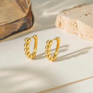 Hoop Earrings Geometric <b>Beaded</b> Gold Women's Wedding Jewelry EKA-032 EKA-033 EKA-034 - Product Image 4