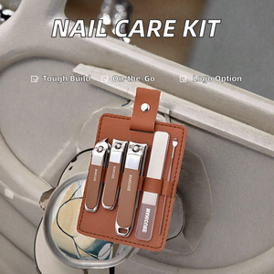 Ensemble de coupe-ongles portable en acier inoxydable avec logo personnalisable, étui en cuir créatif, <span class=keywords><strong>manucure</strong></span>, pédicure, soins personnels - Product Image 2