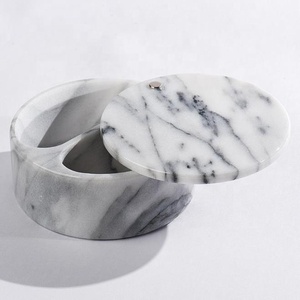 Distributeur de sel et d'épices à double compartiment, chambre à sel en marbre, pot à épices avec couvercle en pierre rotatif à 360 degrés - Product Image 1