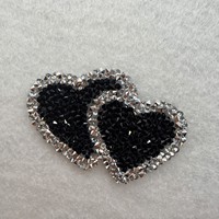 Nouveau modèle d'appliques en denim avec motifs de cœur en strass tridimensionnels et d'étoile à cinq branches