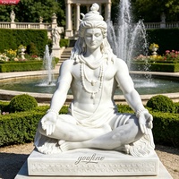 YOUFINE - Estatua de Shiva de Mármol Blanco Tallada a Mano, Escultura de Dios Hindú Meditando para Decoración de Templos y Jardines