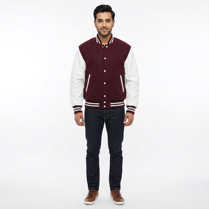 Custom Label Men's Varsity Jackets Stand Collar Front Logo 100% Cotton Breathable New Arrived Price <b>Top</b> Manufacturer - Product Image 1