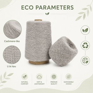 Fil fantaisie gris pierre naturel, type Yak, 1/14Nm, vegan, recyclé, robuste, doux, laine - Gris pierre - Product Image 6