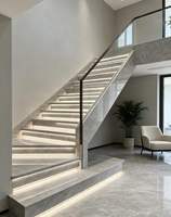 Dalles de marches d'escalier intérieures DIY avec bandes LED à détecteur de mouvement intégrées, marches en briques vitrifiées antidérapantes