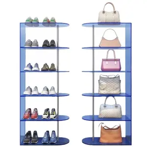 Estante de exhibición de libros personalizado vitrina acrílica impermeable de múltiples capas estantes para bolsas de zapatos