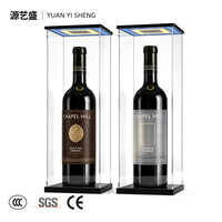 Boîte de présentation de vin en acrylique transparent avec éclairage LED, vitrine en plexiglas pour une seule bouteille, pour collection de vin, cadeau, décoration de bar à domicile