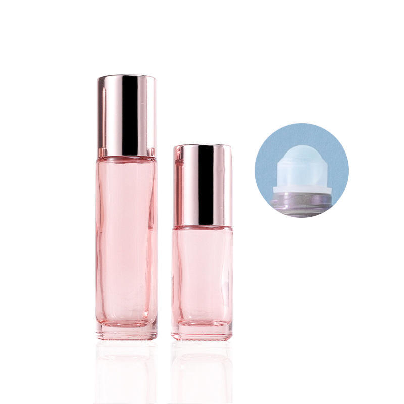 Semi-transparent rose gold bottle with bright cover glass beads