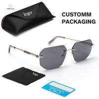 Lunettes de soleil de luxe personnalisées en gros, design sans monture avec branches en métal - Options de verres taillés en diamant et dégradés
