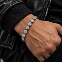 Bracelet en alliage pour homme, motif fleur de prunier incrusté de strass, style hip-hop, bijou tendance