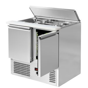 GGM Gastro Saladette ECO - 903 mm - 2 portes - avec entrée pour 2x GN 1/1 & 3x GN 1/6 & couvercle en acier inoxydable - Product Image 5