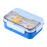 Boîte à lunch bento personnalisée pour écoliers et enfants avec dessin animé pour micro-ondes, ensemble de 3 compartiments avec gourdes pour bouteille d'eau