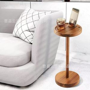Cross-border wooden <b>round</b> sofa <b>side</b> <b>table</b> with phone holder floor <b>small</b> <b>table</b>, <b>small</b> <b>side</b> <b>table</b>, corner <b>table</b>, storage rack - Product Image 2