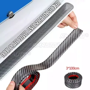 Protector de Umbral de Puerta de Coche, Protector de Parachoques, Tira Protectora de 100 cm, Película Adhesiva de Fibra de Carbono Antiarañazos para Coche, SUV, Camioneta, Universal - Product Image 1